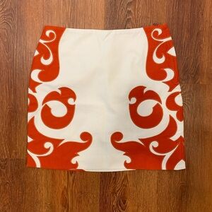 Anthropologie Vanessa Virginia Flame Kissed Skirt Size 0 White Orange Applique